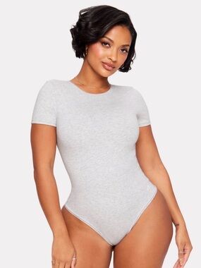 NWT YITTY Light Heather Gray Snug Cotton Short Sleeve Brief Bodysuit Size XL